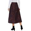 imageLYANER Womens Casual Boho Printed High Waist Side Split Hem Zipper Midi SkirtLeopard Brown