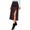 imageLYANER Womens Casual Boho Printed High Waist Side Split Hem Zipper Midi SkirtLeopard Brown