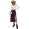imageLYANER Womens Casual Boho Printed High Waist Side Split Hem Zipper Midi SkirtLeopard Brown