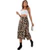 imageLYANER Womens Casual Boho Printed High Waist Side Split Hem Zipper Midi SkirtLeopard a