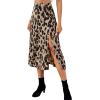 imageLYANER Womens Casual Boho Printed High Waist Side Split Hem Zipper Midi SkirtLeopard a