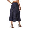 imageLYANER Womens Casual Boho Printed High Waist Side Split Hem Zipper Midi SkirtPolka Dots Navy