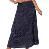 imageLYANER Womens Casual Boho Printed High Waist Side Split Hem Zipper Midi SkirtPolka Dots Navy