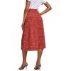 imageLYANER Womens Casual Boho Printed High Waist Side Split Hem Zipper Midi SkirtRed