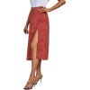 imageLYANER Womens Casual Boho Printed High Waist Side Split Hem Zipper Midi SkirtRed
