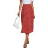 imageLYANER Womens Casual Boho Printed High Waist Side Split Hem Zipper Midi SkirtRed