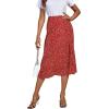 imageLYANER Womens Casual Boho Printed High Waist Side Split Hem Zipper Midi SkirtRed