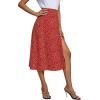 imageLYANER Womens Casual Boho Printed High Waist Side Split Hem Zipper Midi SkirtRed