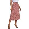 imageLYANER Womens Casual Boho Printed High Waist Side Split Hem Zipper Midi SkirtRed Flower