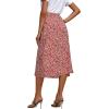 imageLYANER Womens Casual Boho Printed High Waist Side Split Hem Zipper Midi SkirtRed Flower