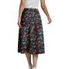 imageLYANER Womens Casual Boho Printed High Waist Side Split Hem Zipper Midi SkirtRed Flower on Black