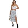 imageLYANER Womens Casual Boho Printed High Waist Side Split Hem Zipper Midi SkirtWhite Disty Floral