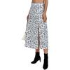imageLYANER Womens Casual Boho Printed High Waist Side Split Hem Zipper Midi SkirtWhite Disty Floral