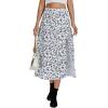 imageLYANER Womens Casual Boho Printed High Waist Side Split Hem Zipper Midi SkirtWhite Disty Floral