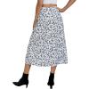 imageLYANER Womens Casual Boho Printed High Waist Side Split Hem Zipper Midi SkirtWhite Disty Floral