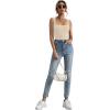 imageLYANER Womens Casual Square Neck Sleeveless Ribbed Knit Solid Cami Tank TopBeige
