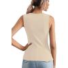 imageLYANER Womens Casual Square Neck Sleeveless Ribbed Knit Solid Cami Tank TopBeige