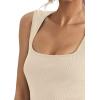 imageLYANER Womens Casual Square Neck Sleeveless Ribbed Knit Solid Cami Tank TopBeige