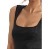 imageLYANER Womens Casual Square Neck Sleeveless Ribbed Knit Solid Cami Tank TopBlack