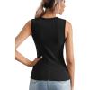 imageLYANER Womens Casual Square Neck Sleeveless Ribbed Knit Solid Cami Tank TopBlack