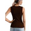 imageLYANER Womens Casual Square Neck Sleeveless Ribbed Knit Solid Cami Tank TopBrown