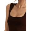 imageLYANER Womens Casual Square Neck Sleeveless Ribbed Knit Solid Cami Tank TopBrown