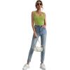 imageLYANER Womens Casual Square Neck Sleeveless Ribbed Knit Solid Cami Tank TopGrass Green
