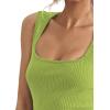 imageLYANER Womens Casual Square Neck Sleeveless Ribbed Knit Solid Cami Tank TopGrass Green