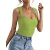 imageLYANER Womens Casual Square Neck Sleeveless Ribbed Knit Solid Cami Tank TopGrass Green