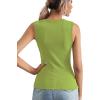 imageLYANER Womens Casual Square Neck Sleeveless Ribbed Knit Solid Cami Tank TopGrass Green