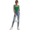 imageLYANER Womens Casual Square Neck Sleeveless Ribbed Knit Solid Cami Tank TopGreen