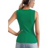 imageLYANER Womens Casual Square Neck Sleeveless Ribbed Knit Solid Cami Tank TopGreen