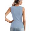 imageLYANER Womens Casual Square Neck Sleeveless Ribbed Knit Solid Cami Tank TopLight Blue
