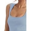 imageLYANER Womens Casual Square Neck Sleeveless Ribbed Knit Solid Cami Tank TopLight Blue