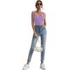imageLYANER Womens Casual Square Neck Sleeveless Ribbed Knit Solid Cami Tank TopLight Purple