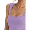 imageLYANER Womens Casual Square Neck Sleeveless Ribbed Knit Solid Cami Tank TopLight Purple