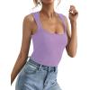 imageLYANER Womens Casual Square Neck Sleeveless Ribbed Knit Solid Cami Tank TopLight Purple
