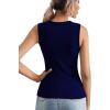 imageLYANER Womens Casual Square Neck Sleeveless Ribbed Knit Solid Cami Tank TopNavy