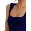 imageLYANER Womens Casual Square Neck Sleeveless Ribbed Knit Solid Cami Tank TopNavy