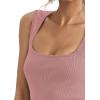 imageLYANER Womens Casual Square Neck Sleeveless Ribbed Knit Solid Cami Tank TopPink