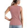 imageLYANER Womens Casual Square Neck Sleeveless Ribbed Knit Solid Cami Tank TopPink