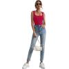 imageLYANER Womens Casual Square Neck Sleeveless Ribbed Knit Solid Cami Tank TopRose