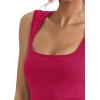 imageLYANER Womens Casual Square Neck Sleeveless Ribbed Knit Solid Cami Tank TopRose
