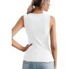 imageLYANER Womens Casual Square Neck Sleeveless Ribbed Knit Solid Cami Tank TopWhite