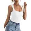 imageLYANER Womens Casual Square Neck Sleeveless Ribbed Knit Solid Cami Tank TopWhite