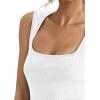 imageLYANER Womens Casual Square Neck Sleeveless Ribbed Knit Solid Cami Tank TopWhite