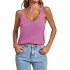 imageLYANER Womens Casual V Neck Sleeveless Loose Fit Basic Knit Tank Cami TopRose