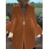 imageLYANER Womens Flare Long Sleeve Stand Collar Button Down Blouse Shirt TopSolid Caramel