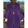 imageLYANER Womens Flare Long Sleeve Stand Collar Button Down Blouse Shirt TopSolid Pruple