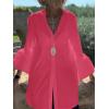 imageLYANER Womens Flare Long Sleeve Stand Collar Button Down Blouse Shirt TopSolid Rose